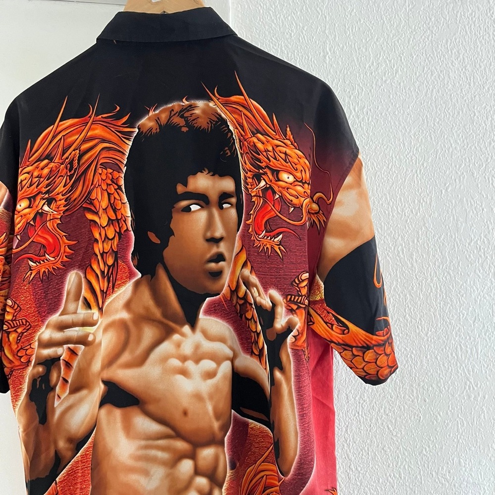 Vintage Y2K Bruce Lee Enter The Dragon AOP Button Up Shirt Mens Large Graphic - Picture 4 of 5